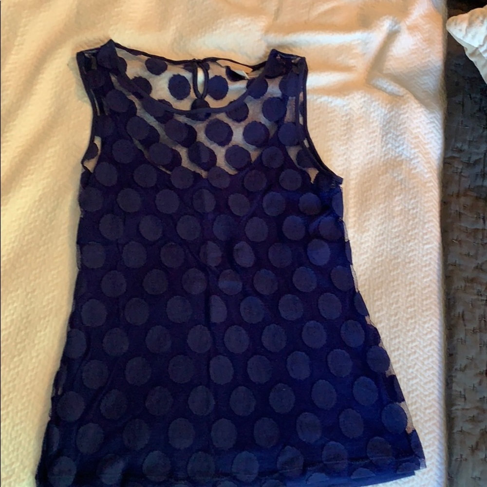 Bundle 3/$15 Banana Republic Blue sheer polka dot tank